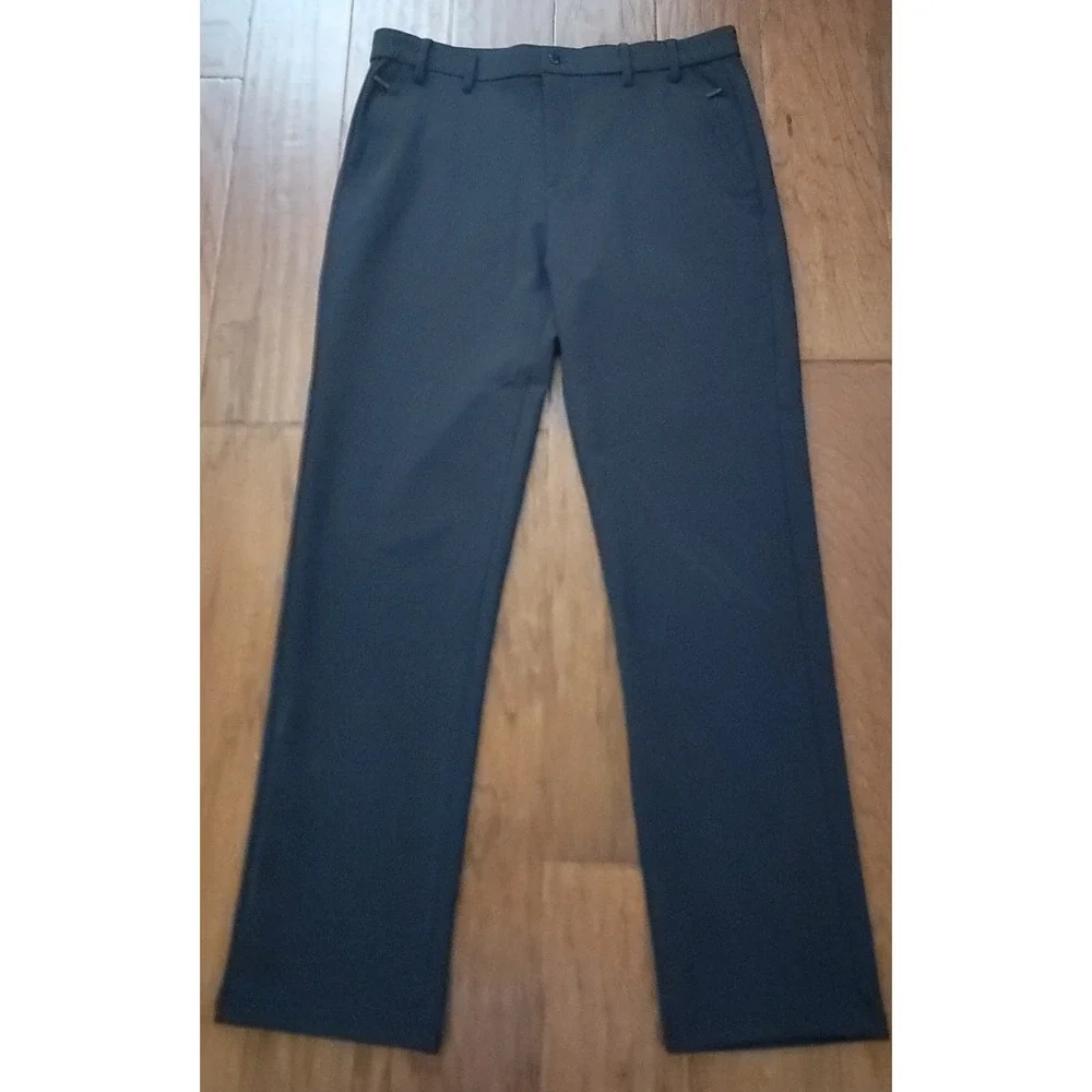 ENAGAN‎ Men's Black Elastic Waist Stretch Chino Pants Sz 34-35x30.5